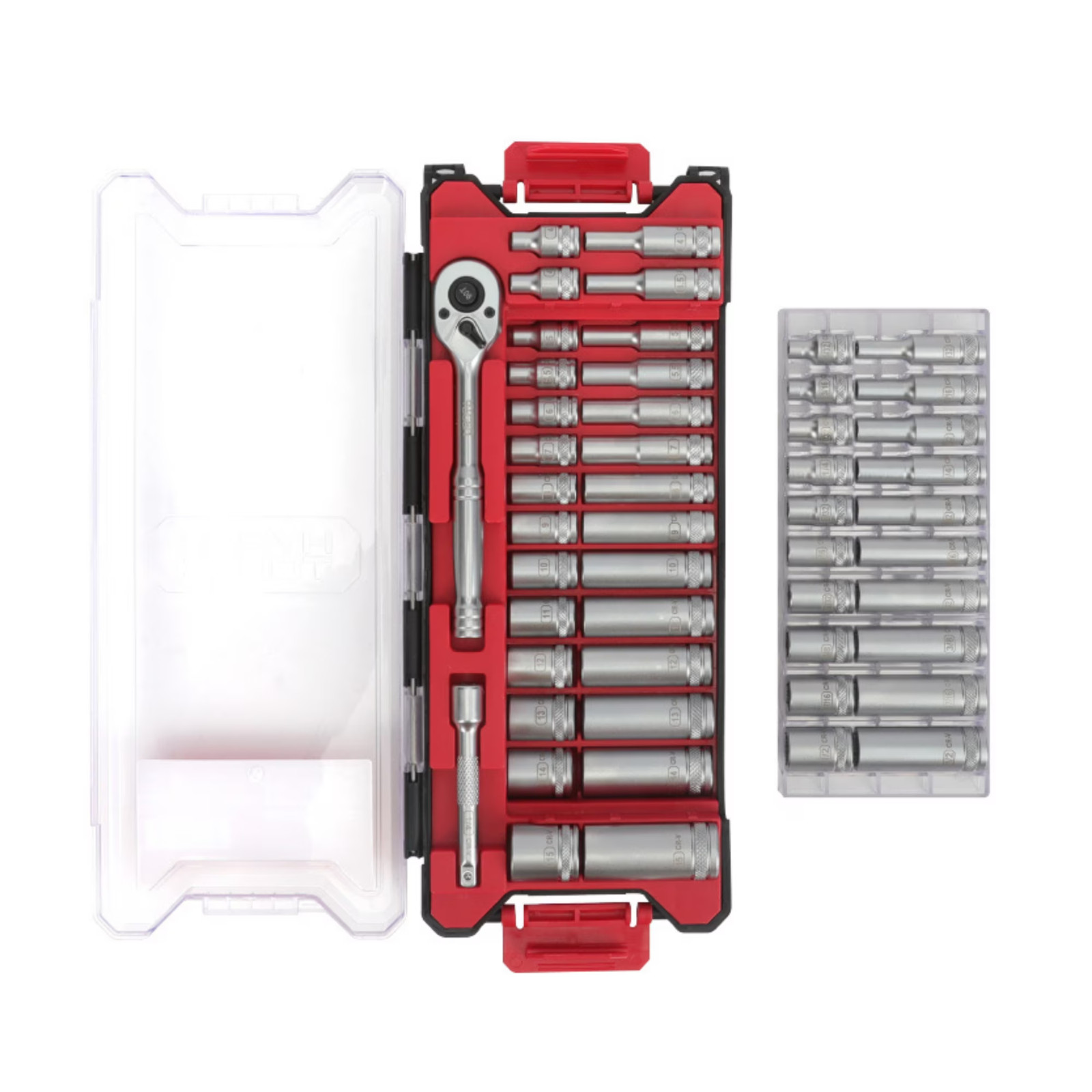 Hyper Tough 1/4-Inch Drive Ratchet and Socket Set, SAE and Metric, 50 Pieces