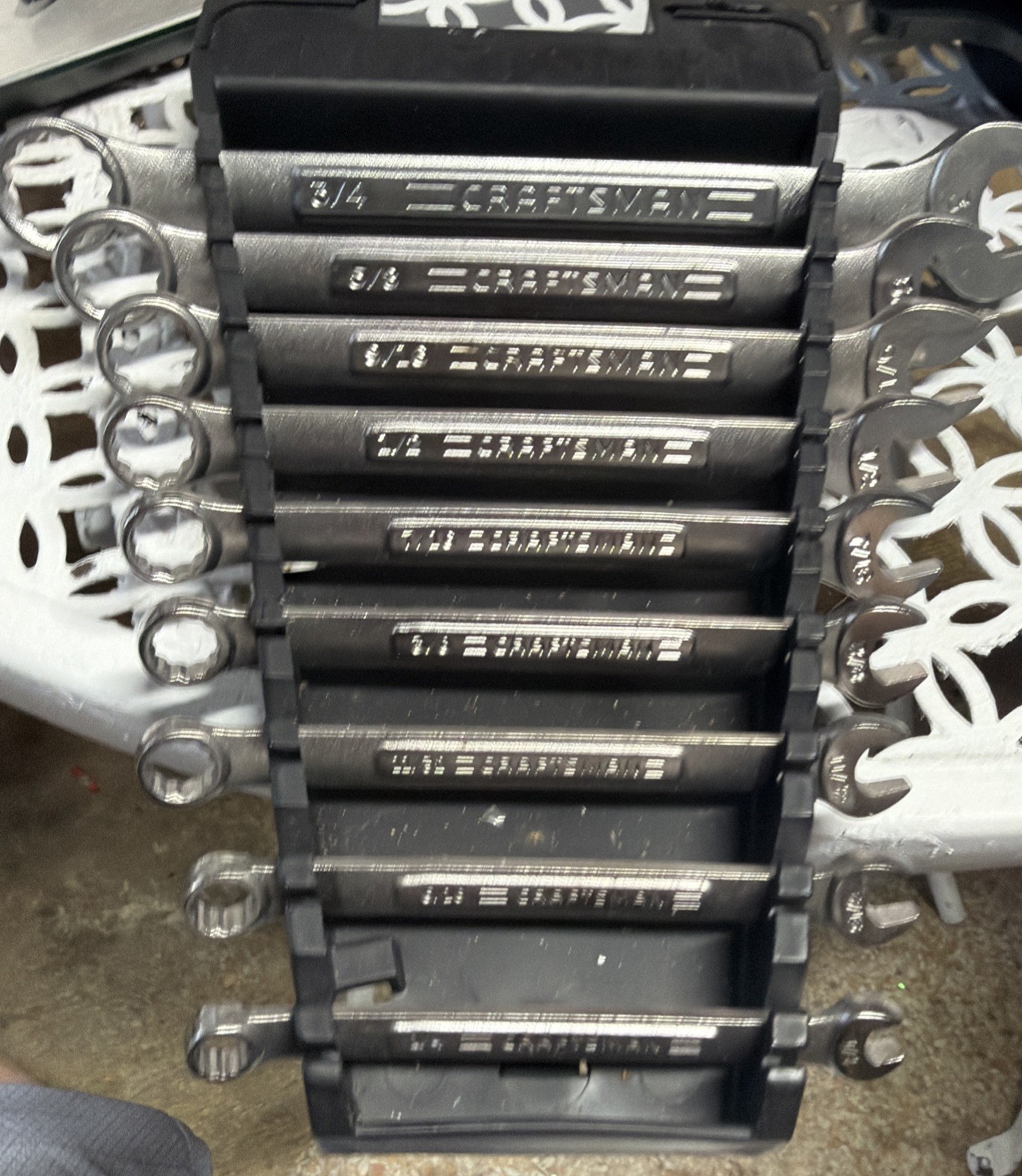 Vtg. Craftsman Combo Wrench Set 9 Pc. SAE VA 1/4-3/4 Hang. Holder Excellent USA