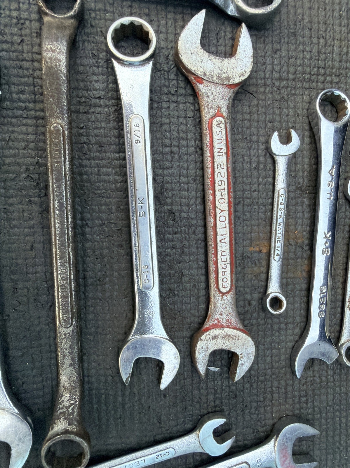 SK Tools USA S-K Large Wrench Lot 17pcs 1 Broken Rest of C-26 C-30 SAE Metric Tr