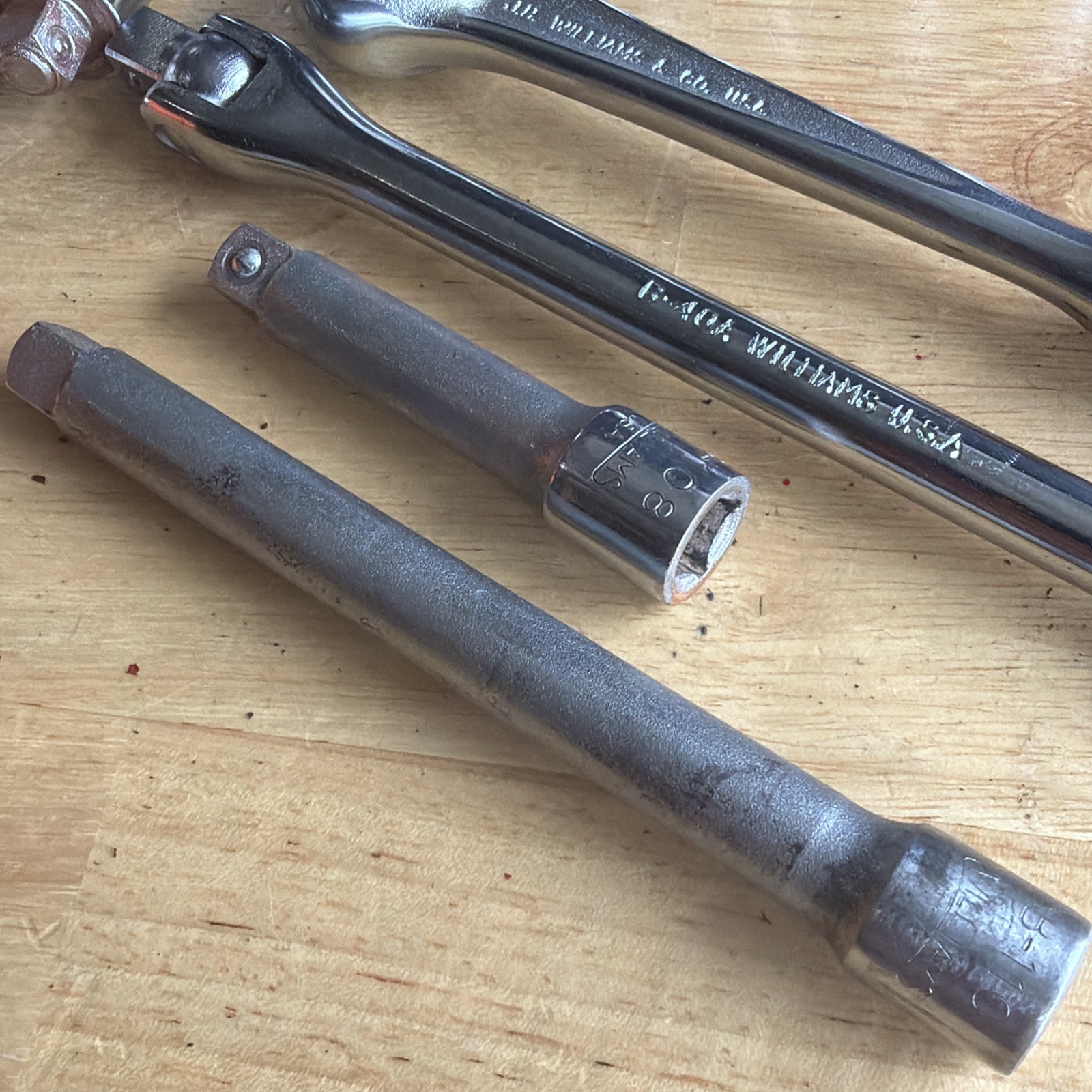 Williams Tools SAE Shallow Socket Set 3/8″ Drive W/ Extras 17pc WSB-1 Vtg USA