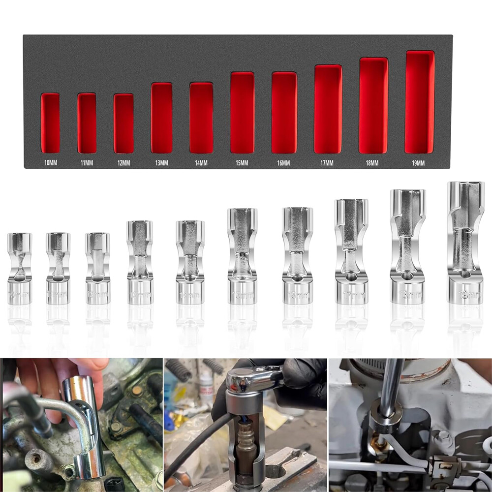 10PCS 12030 10-19 mm Flare Nut Wrench Set 3/8″ Drive for ABS Tube, Coolant, etc