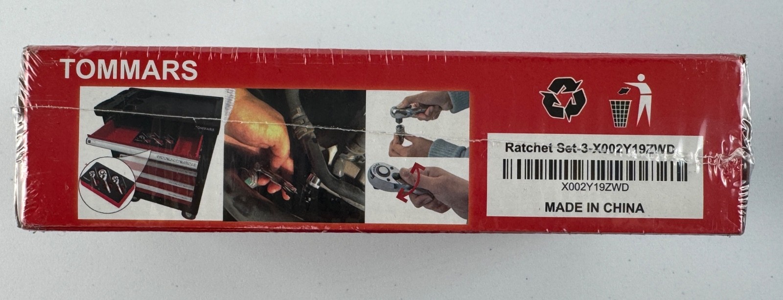 TOMMARS K1R95509 Stubby Ratchet Handle Wrench Set 3 Piece Quick-Release Head