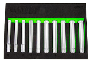 VIM EDM600 10pc 3/8″ dr 5″ Long 6 point Extra Deep Metric Socket Set 10-19mm