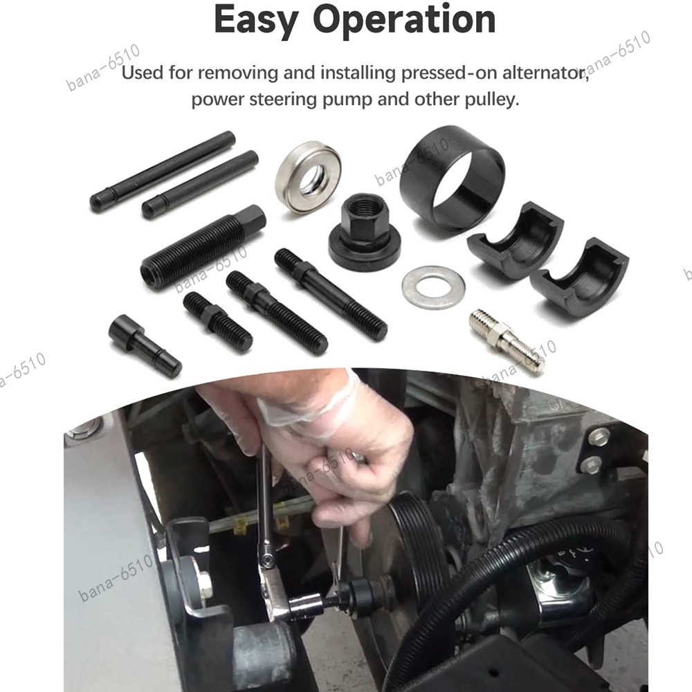 13PCS Power Steering Pump Pulley Puller Remover & Alternator Installer Tool Kits