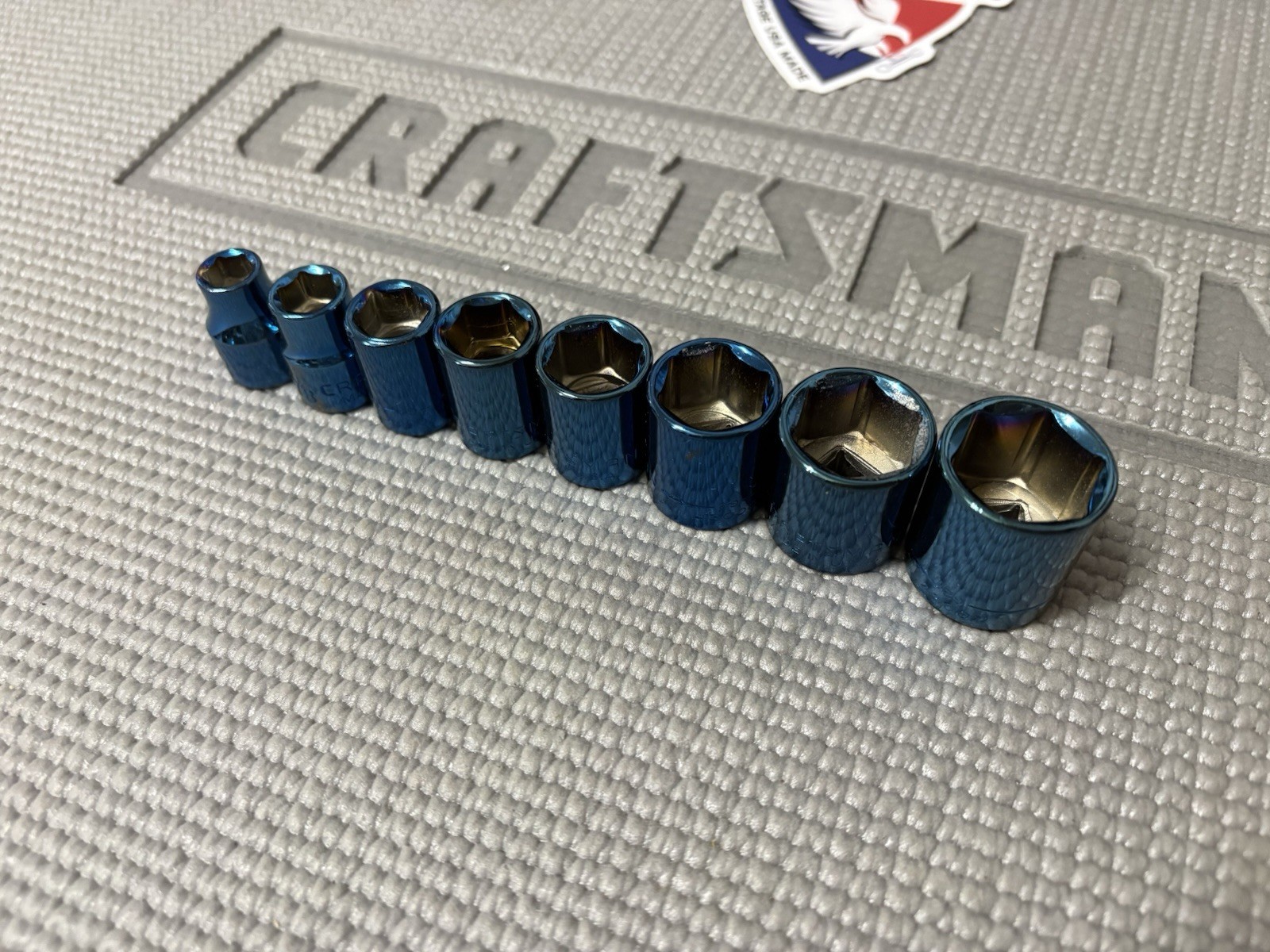 Sears Craftsman USA 8pc Limited Edition Titanium Blue SAE Sockets 3/8” Drive