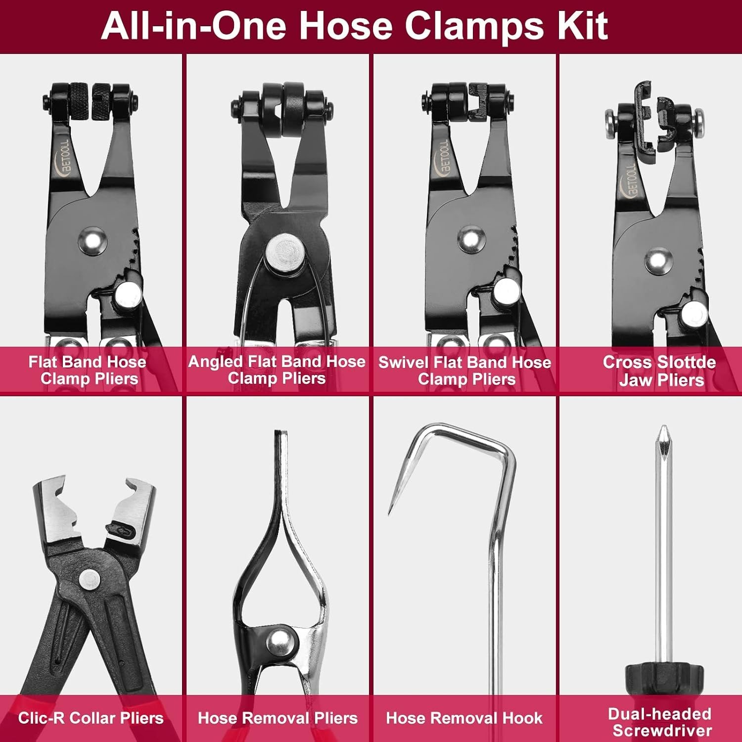 Versatile 9pc Hose Clamp Pliers Set – Ideal for Automotive Repairs & Maintenance