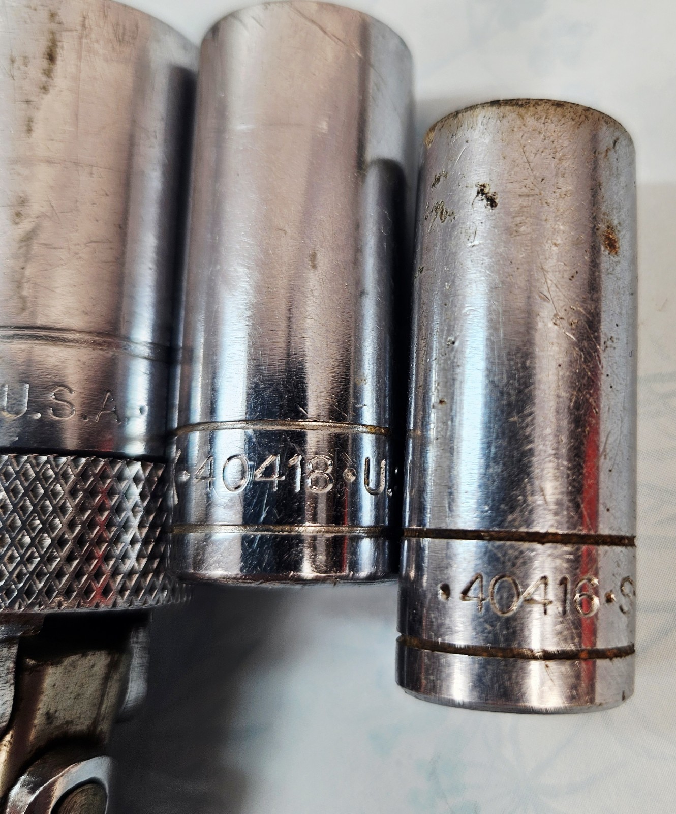 Mixed Lot Of 4 Vintage S-K Sockets Made In USA- 1- 1/2″ and 3 – 3/8″ Drives