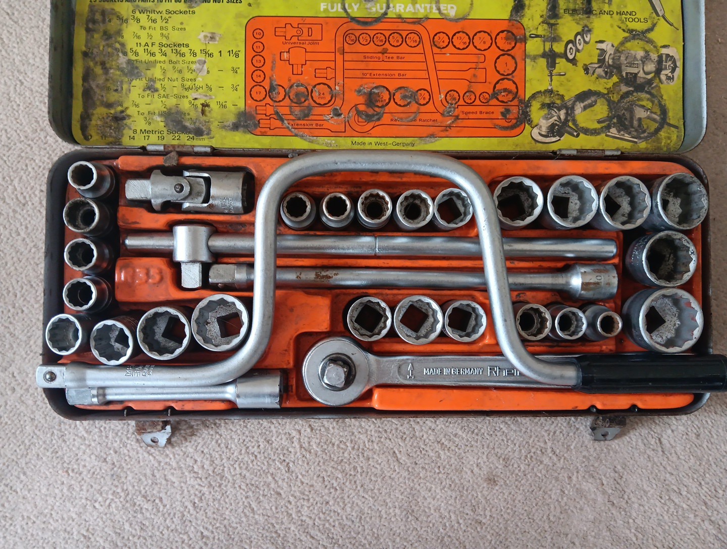 Metabo Rheidco R35 1/2″ Drive Socket Set A/F – WHIT & Metric MADE IN W-GERMANY