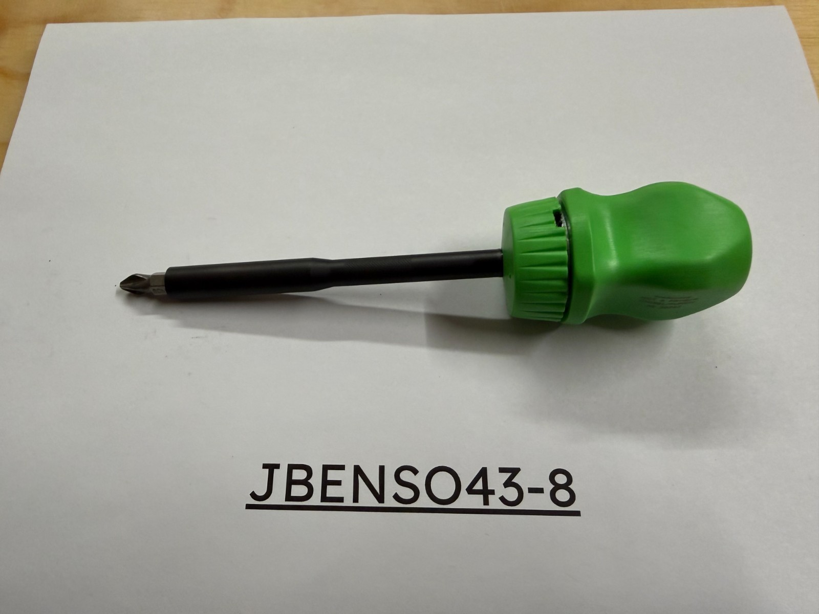 Snap-on Tools NEW RARE GREEN Stubby Hard Grip Long Shaft Ratcheting Screwdriver