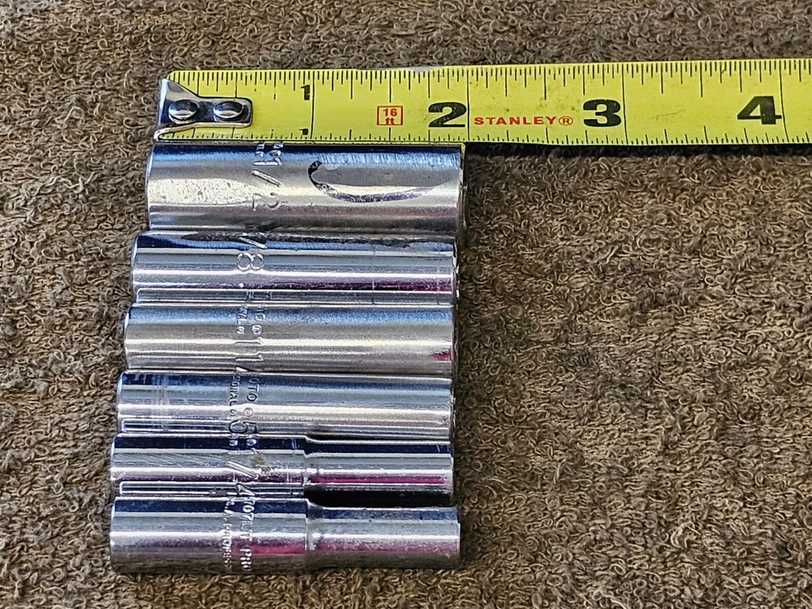 6 Proto Professional Deep Well Long Socket 1/4″ Drive Sae Set 1/2 3/8 5/16 4710L
