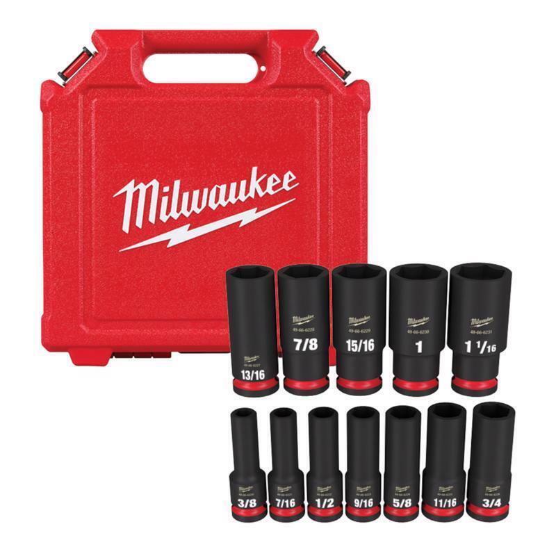 Milwaukee SHOCKWAVE 1/2 in. drive SAE 6 Point Impact Rated Deep Socket Set