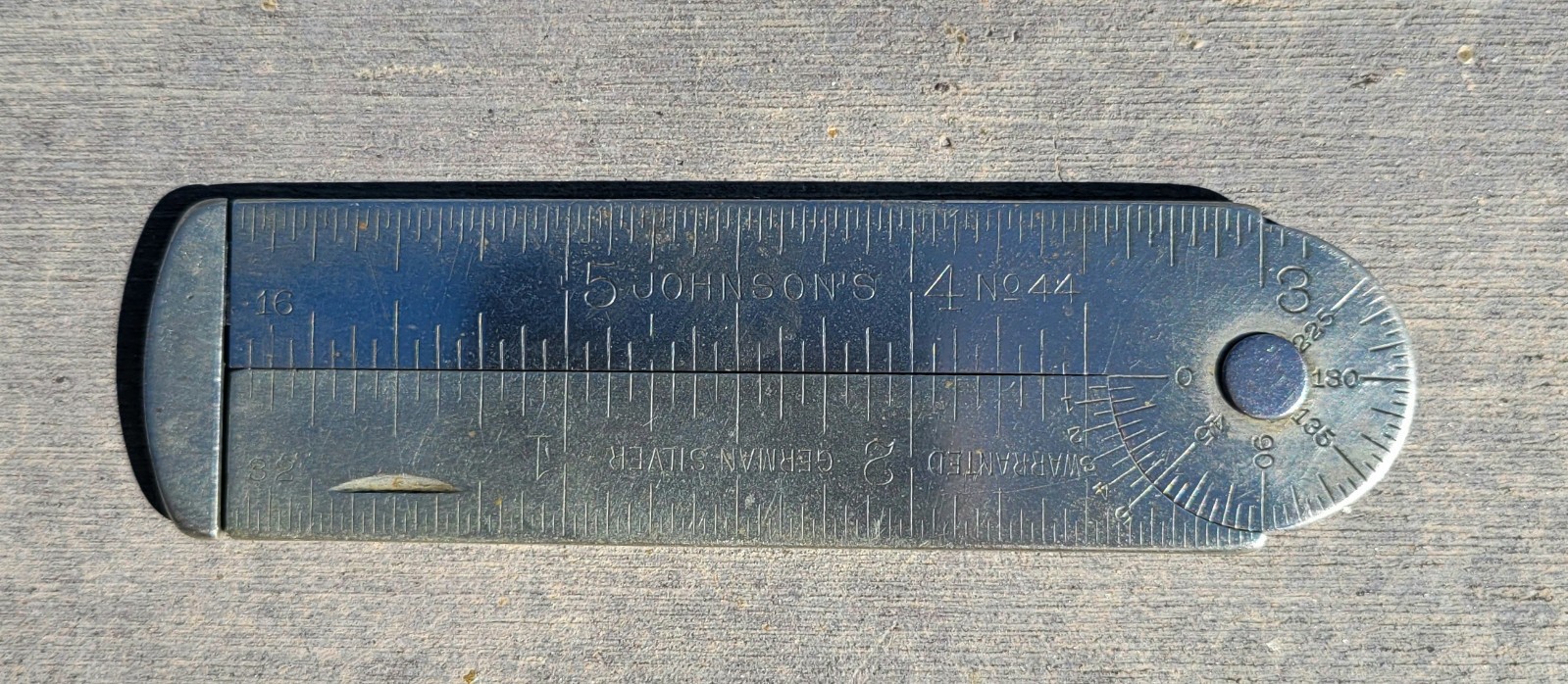 JOHNSON’S TOOLS LONG No. 44 GERMAN SILVER CALIPER PROTRACTOR RULER Jan 08, 1907
