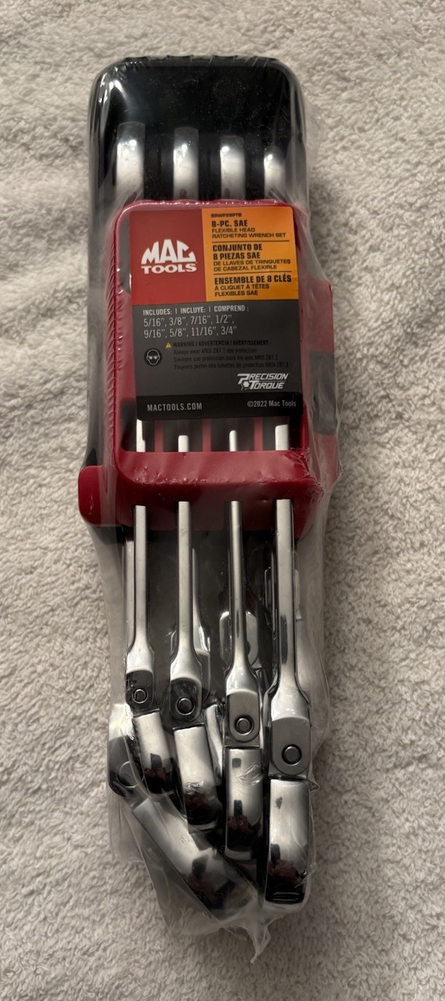 Mac Tools 8 Pc. 12 Pt. SAE Flexible Head Ratcheting Wrench Set