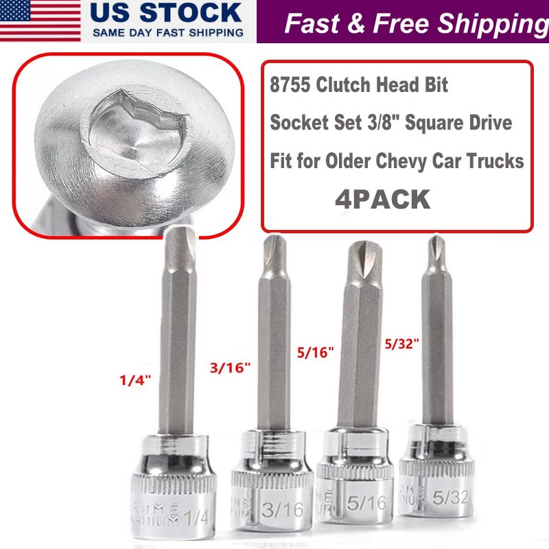 8755 Clutch Head Bit Socket Set 3/8″ Square Drive Fit for Older Chevy Car Trucks