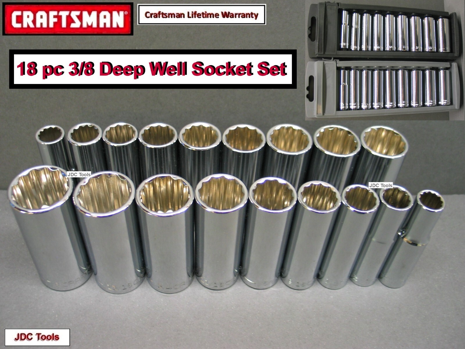 CRAFTSMAN 20 pc 3/8 Drive Deep Socket Set SAE Metric 18