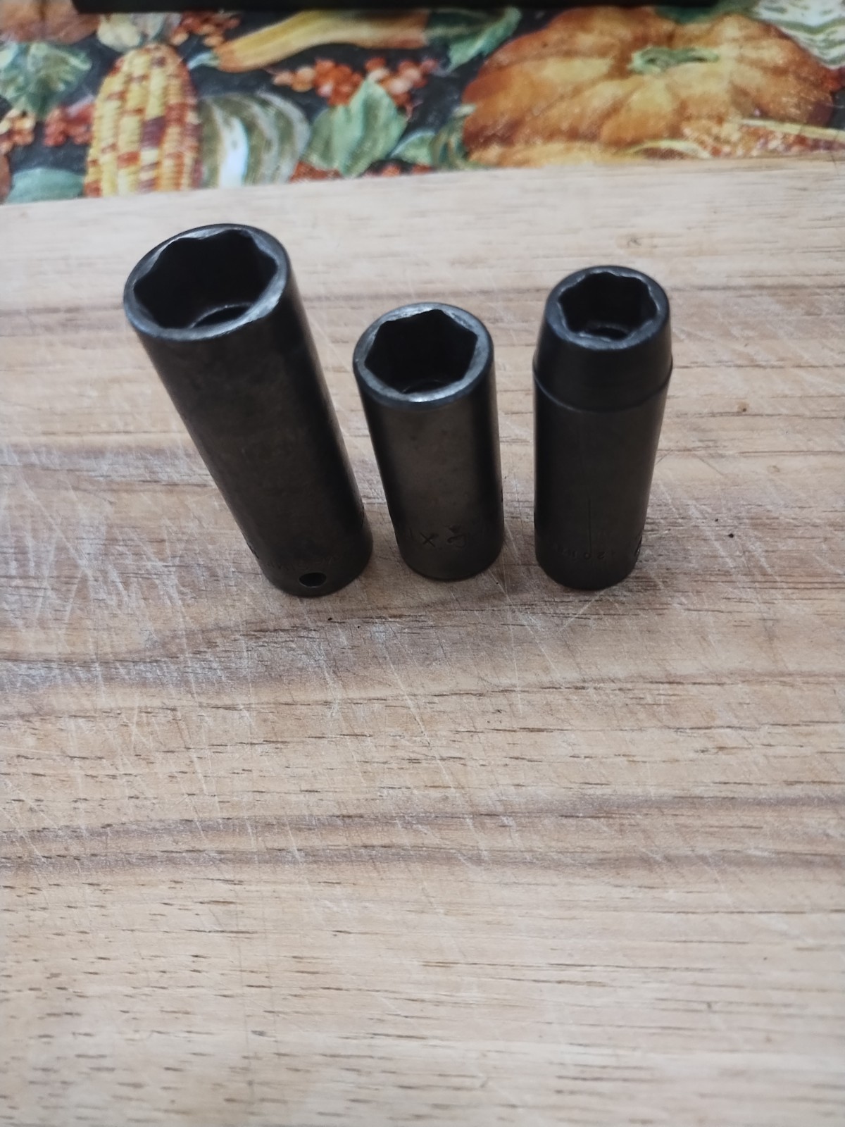 Three Snap On And Mac 3/8″ Drive, 6 Point Deep Impact Sockets. 3/8″, 1/2″, 9/16″