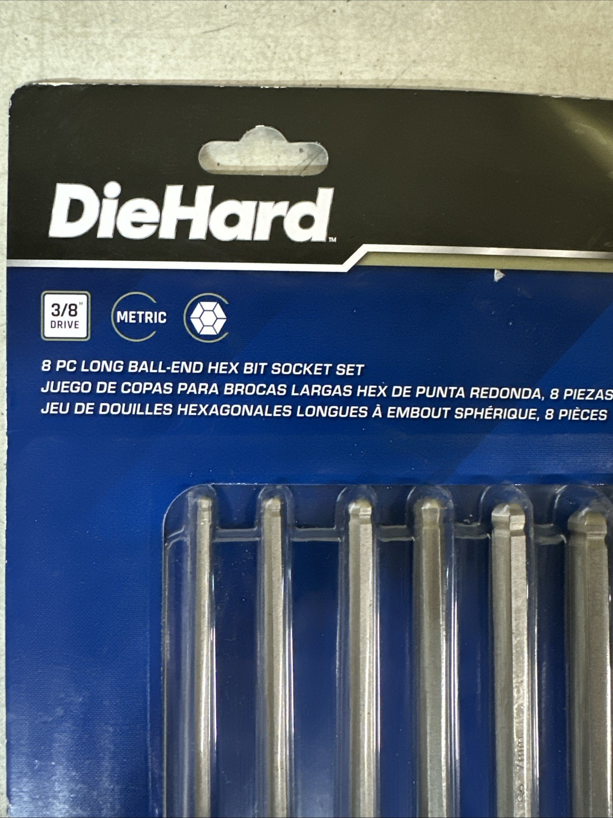 NEW DieHard 3/8” Drive 8pc. Long Ball-End HEX Bit Socket Set PN: DHP55091