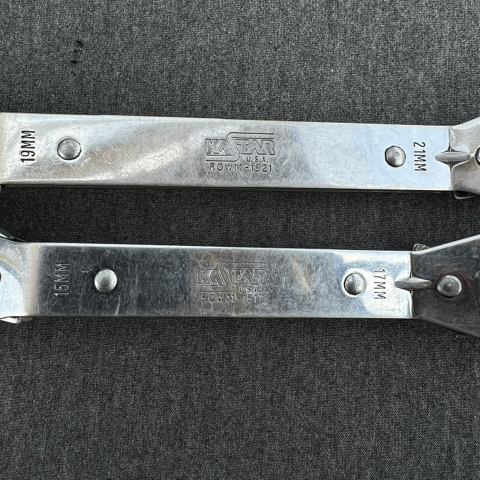 Kastar 2pc Metric Offset Ratcheting Wrenches 15mm x 17mm & 19mm x 21MM 6pt USA