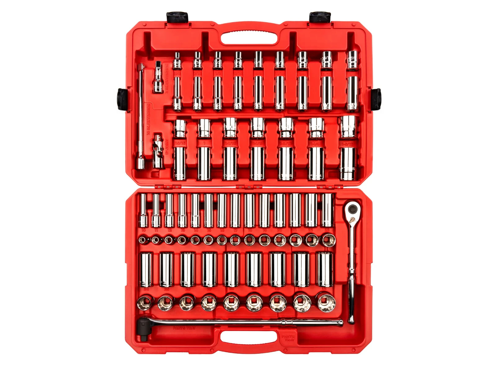 1/2 Inch Drive 12-Point Socket and Ratchet Set with Case, 83-Piece