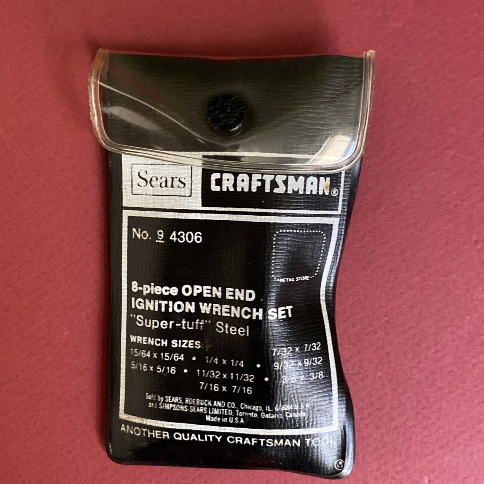 Craftsman USA 8-Pc Open End -V- Ignition Wrench Set 4306 Super-tuff 90° Offset