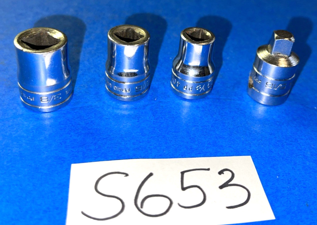 SNAP-ON TOOLS 4 PIECE 3/8 DR. SAE. INTERNAL & EXTERNAL PIPE PLUG SOCKETS