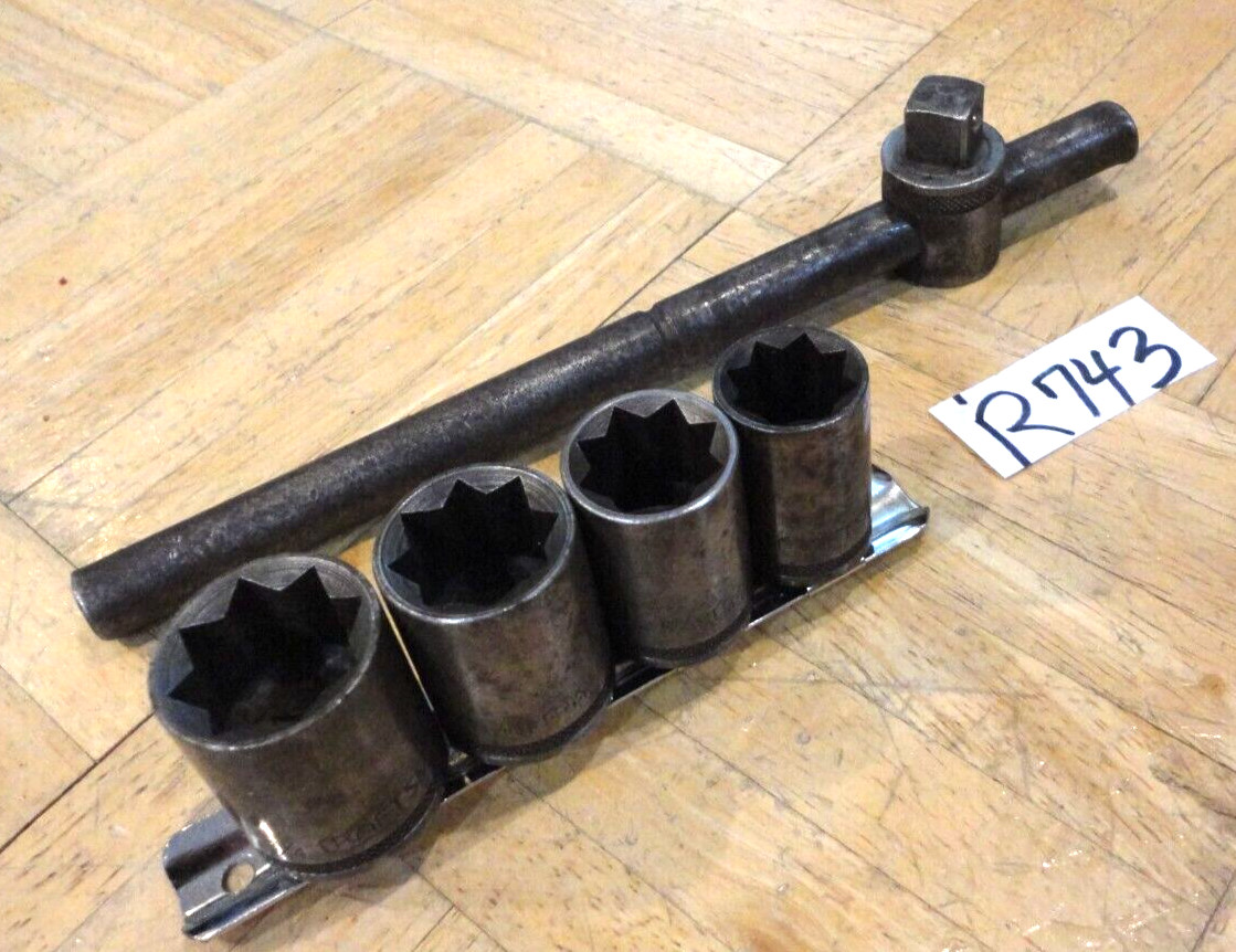 CRAFTSMAN TOOLS VINTAGE 1/2 DRIVE 8 POINT SOCKETS + BREAKER BAR RARE CIRCLE H