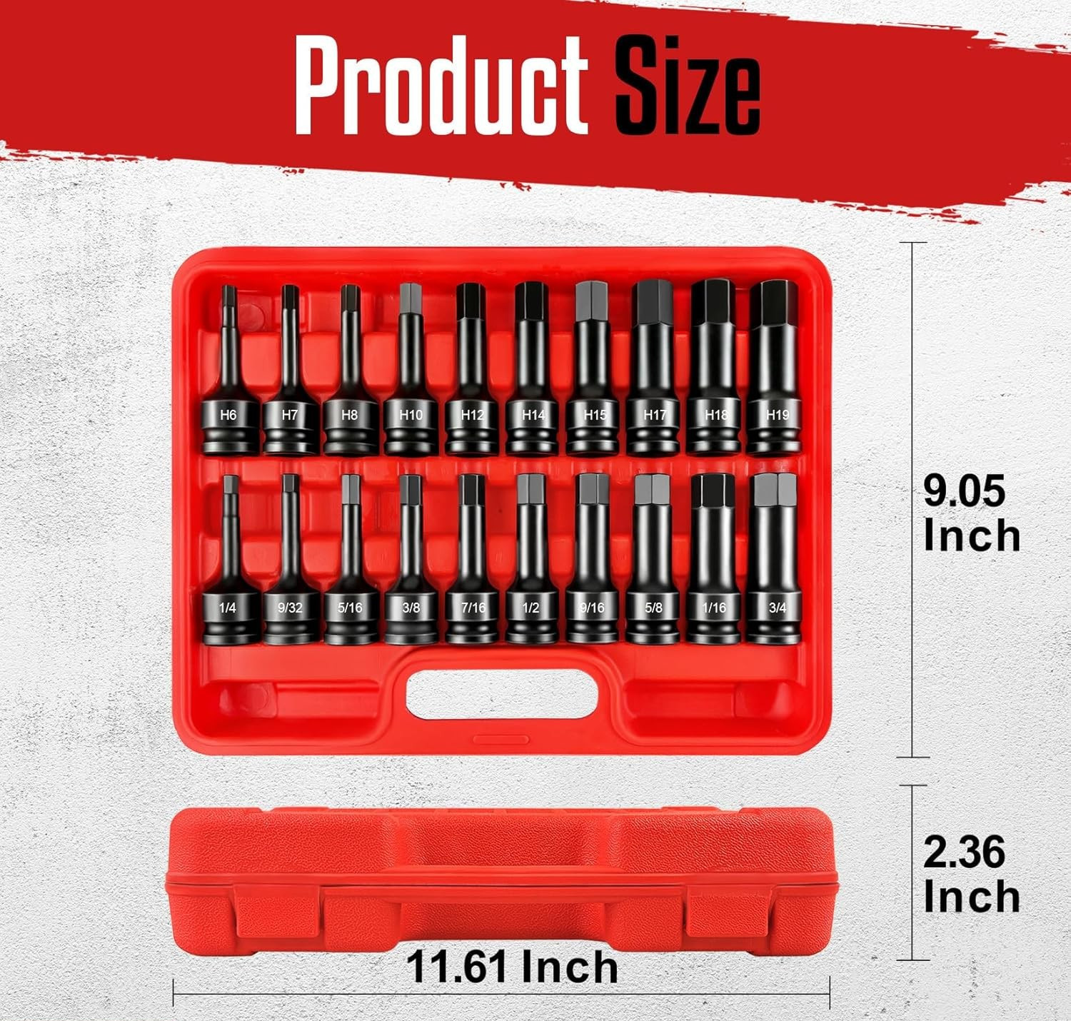1/2 Drive Master Impact Hex Bit Set 20 Piece Hex Driver Socket Set Allen Bit