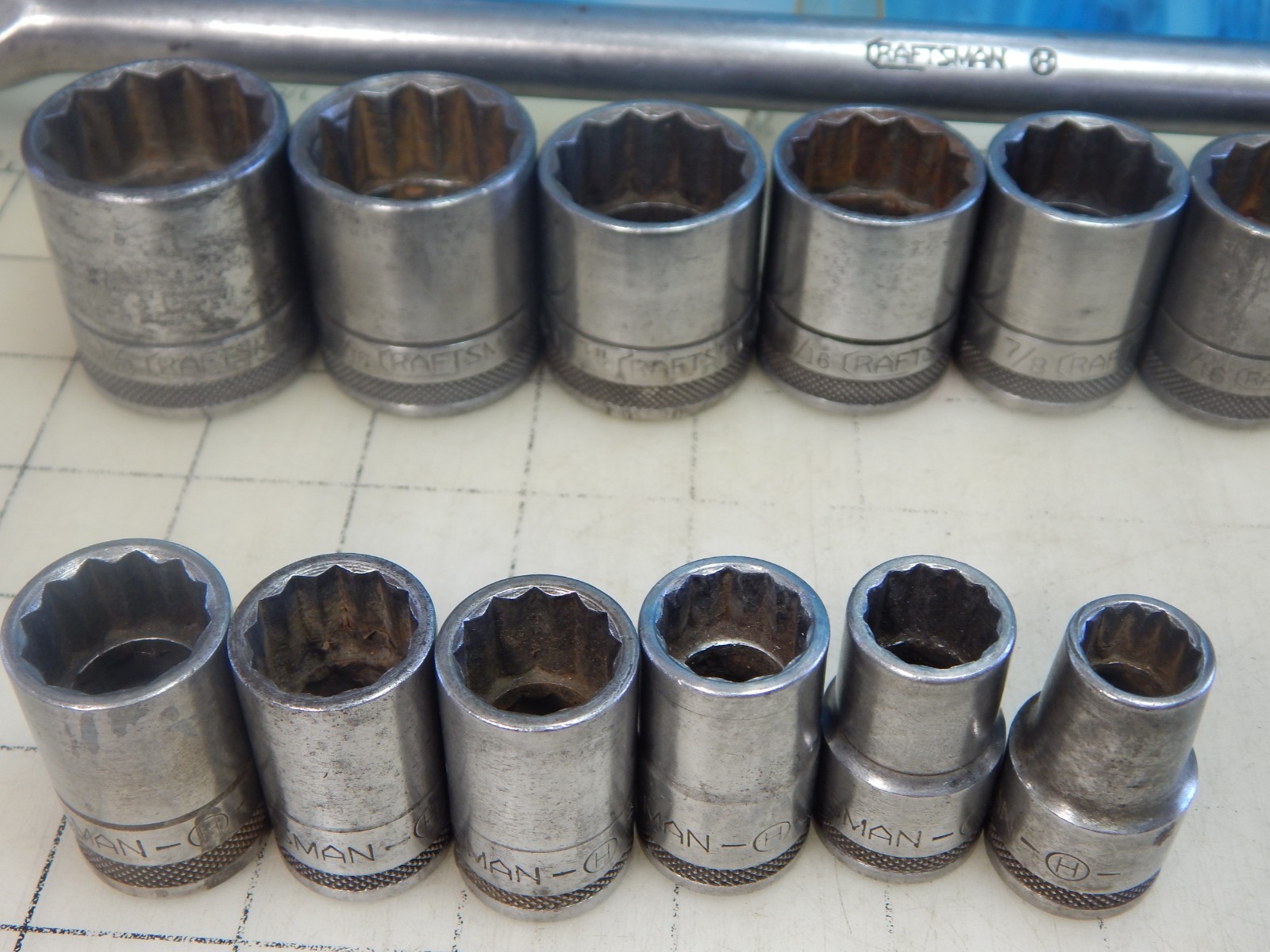 Vintage 1940’s Craftsman 1/2″ Dr. 16pc Socket Set, Breaker Bar, ALL -H- Series