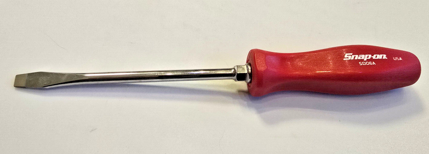 SNAP-ON ™ TOOLS NEW LARGE 5″ RED HARD PLASTIC HANDLE SCREWDRIVER SDD6A