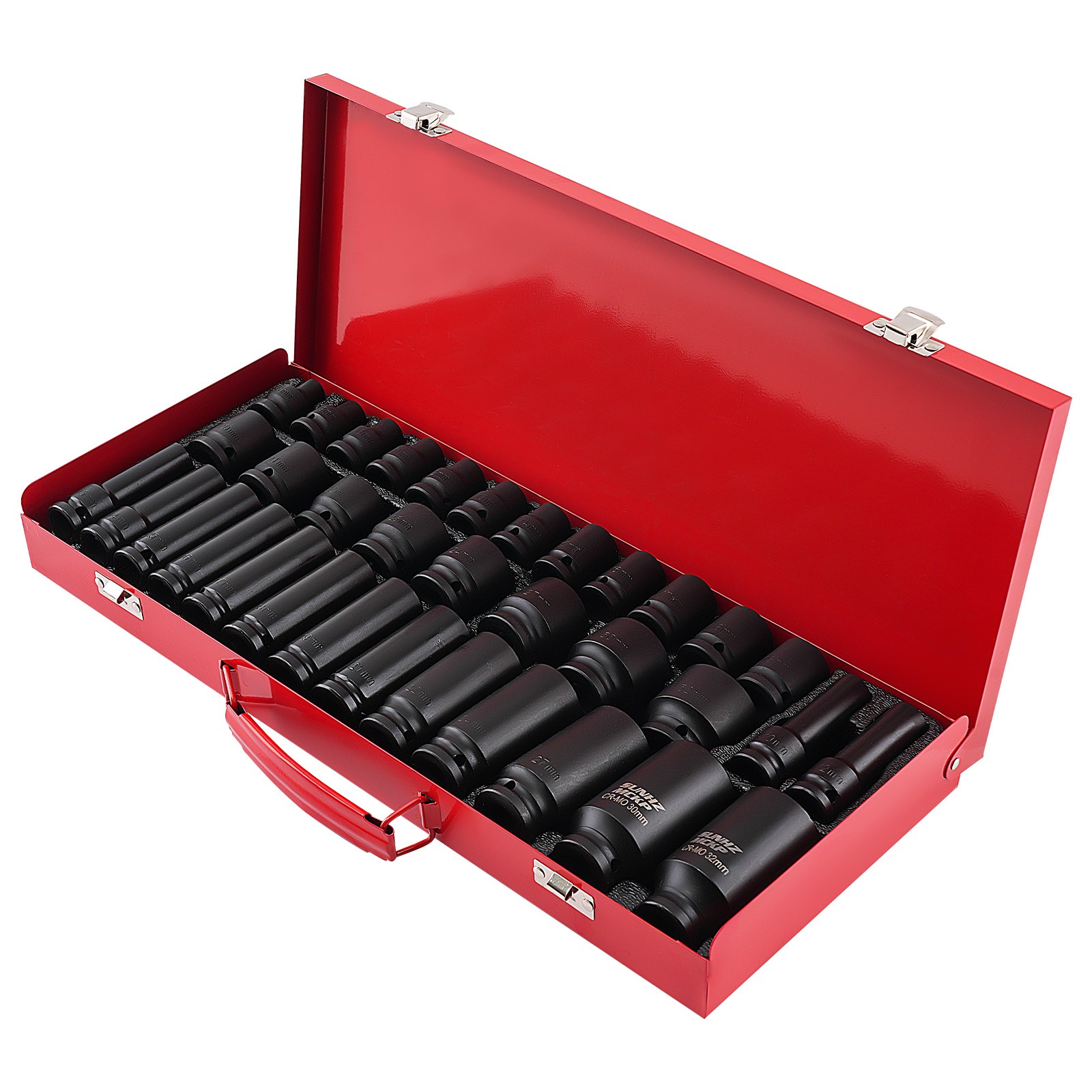 35pc 1/2″ Deep Impact Socket Set Drive 8mm-32mm 6 Point Metric Garage Tools New