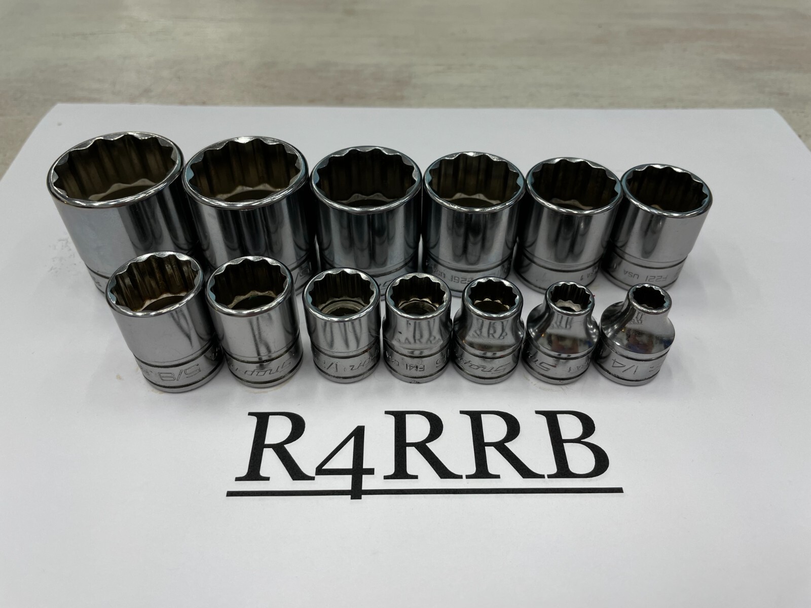 Snap-on Tools NEW 13pc 3/8″ Drive SAE Shallow 12 Point Chrome Socket BONUS Set