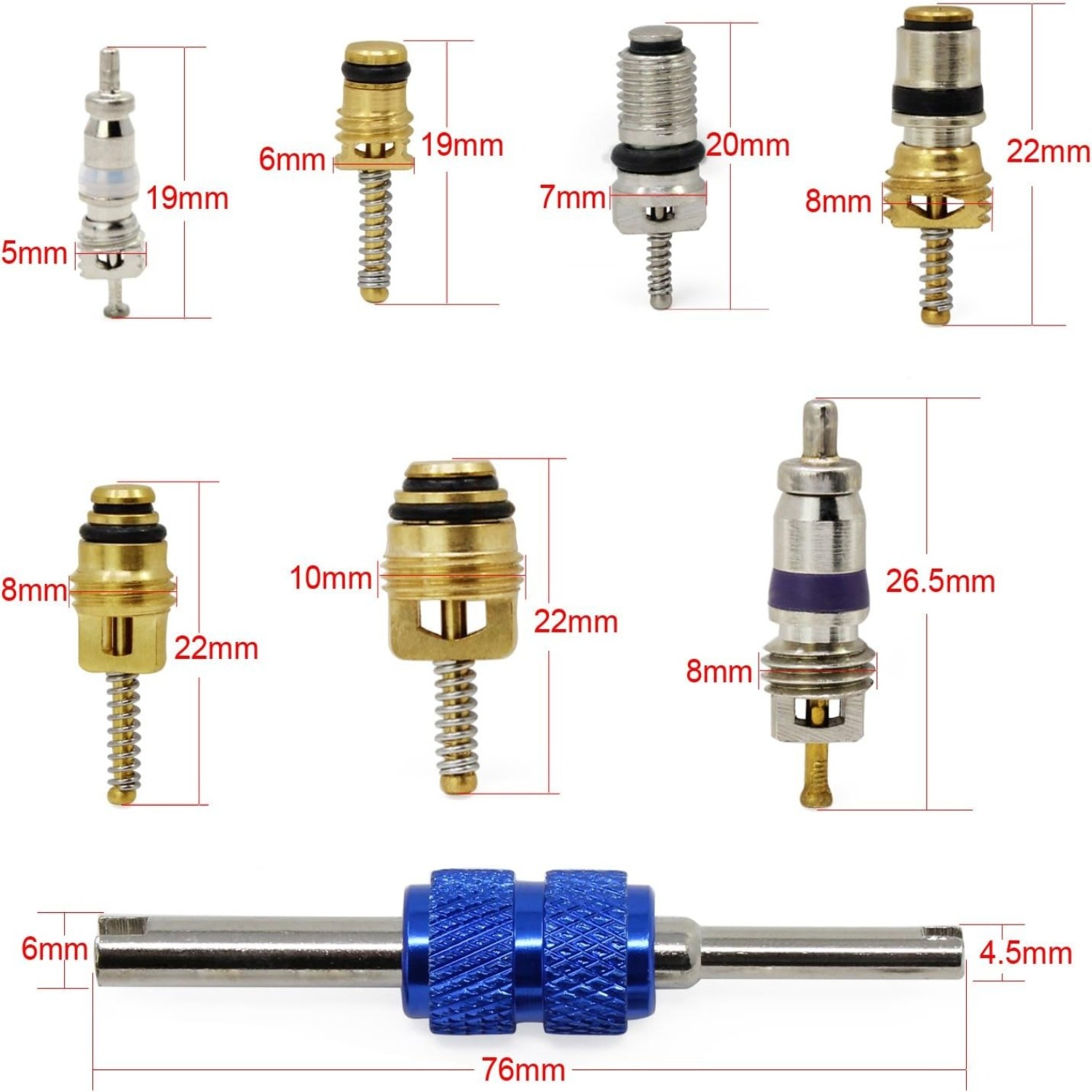 570Pcs Car A/C O-Ring Set Valve Core Set R12 R134a Tire Valve Stem Remover Tool