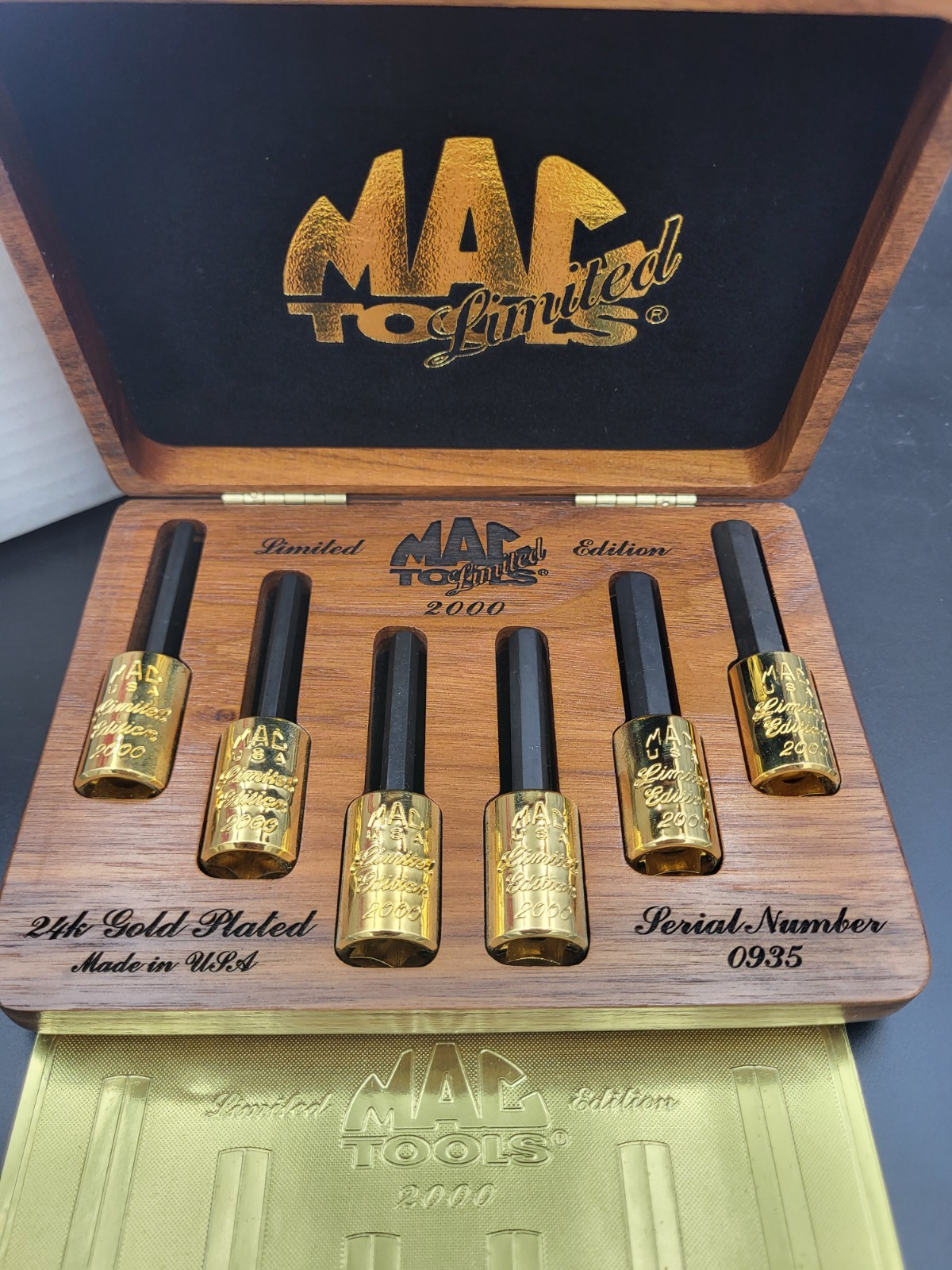 MAC Tools Hex Allen Socket Set Limited Edition 24K Gold Plated USA #0935 NICE