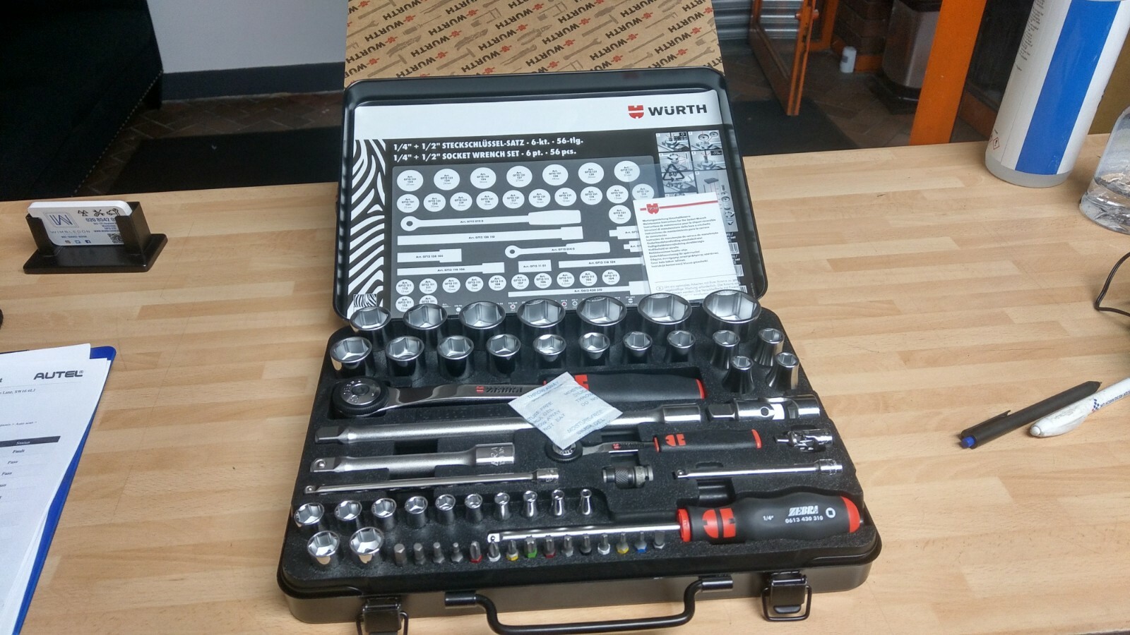 Wurth Zebra 56 Piece 1/4in & 1/2in Drive Socket Set Metric 4 – 32mm 09651756