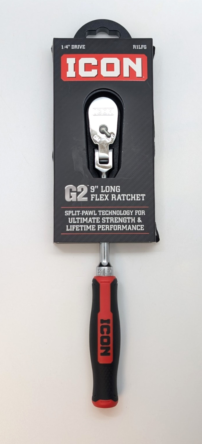 ICON G2 1/4″ Drive 9″ Long-Reach Flex Ratchet – R1LFG 70450 – NEW IN PACKAGING!