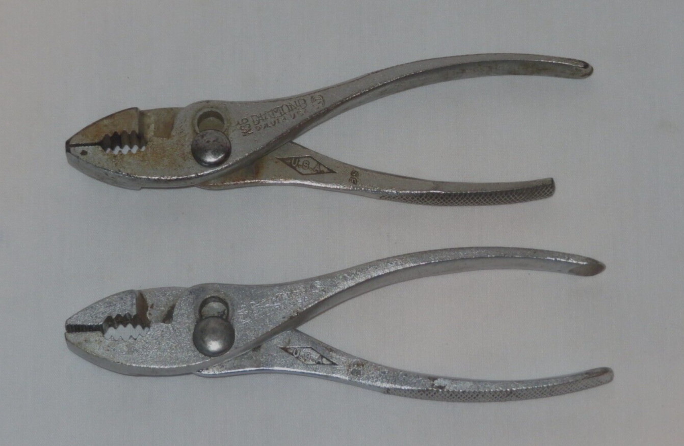Diamond Tools K36 ~ 6.5” Slip Joint Pliers w/ Horseshoe Logo – USA – READ