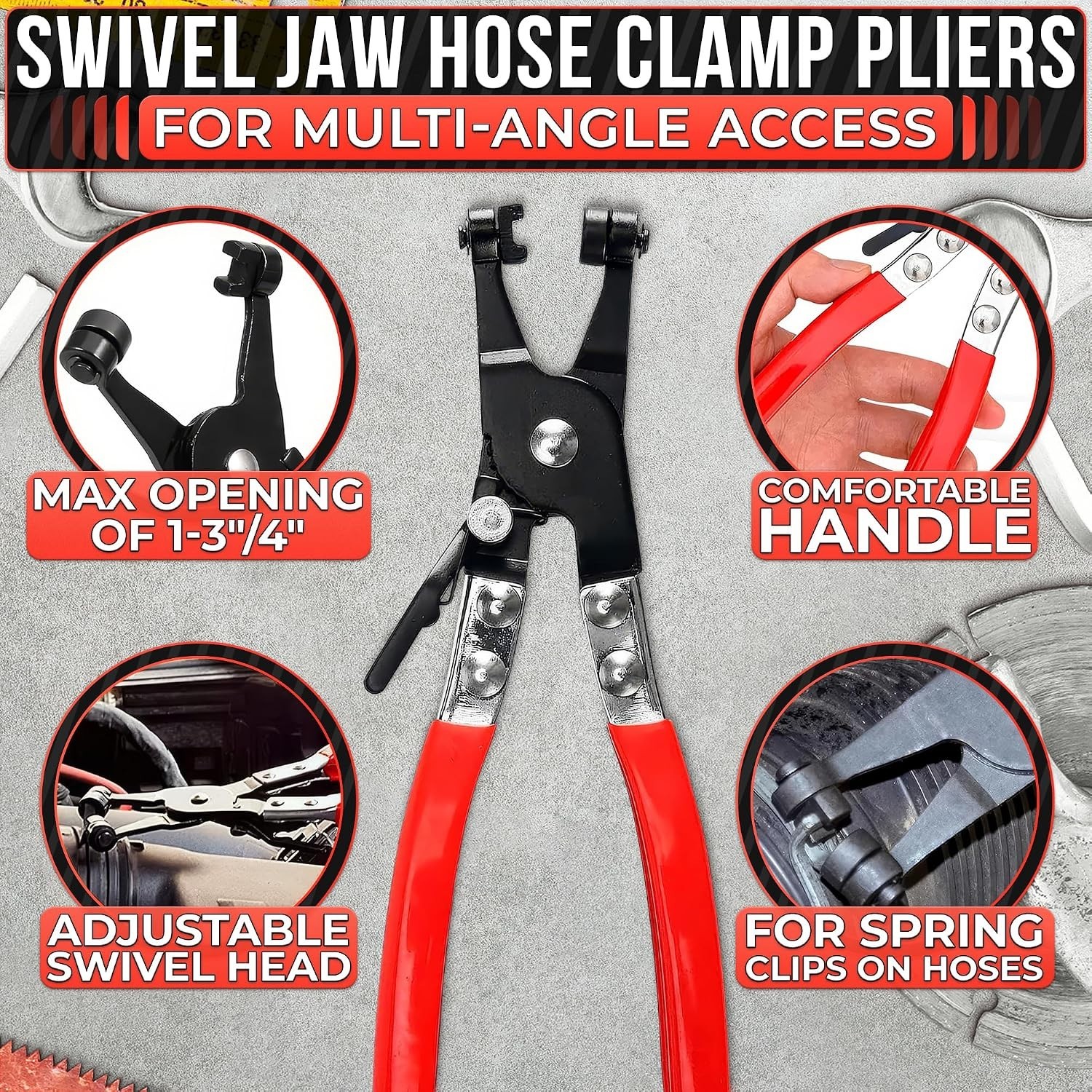 Non-Slip Rubber Handle Radiator Hose Clamp Pliers – 8.2″ & 8.6″ Durable Set