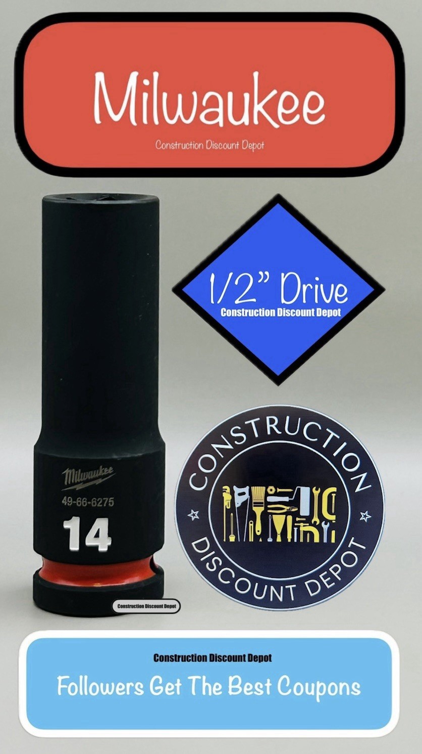 Milwaukee 49-66-6275 14MM Shockwave Impact Duty 1/2 In. Drive Deep Well Socket