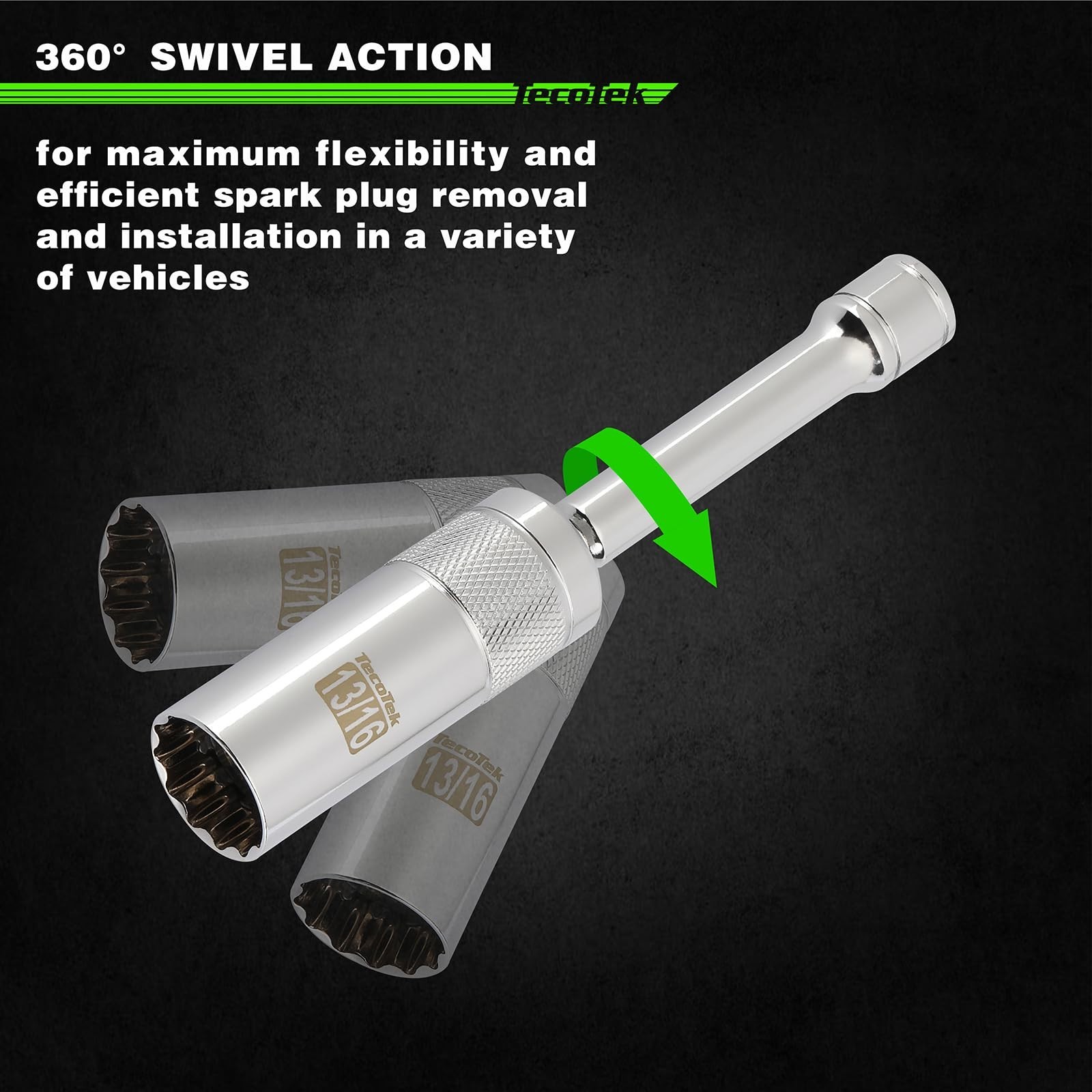 7-Piece Magnetic Swivel Spark Plug Socket Set – 3/8″ Drive, 6-Point & 12-Point,