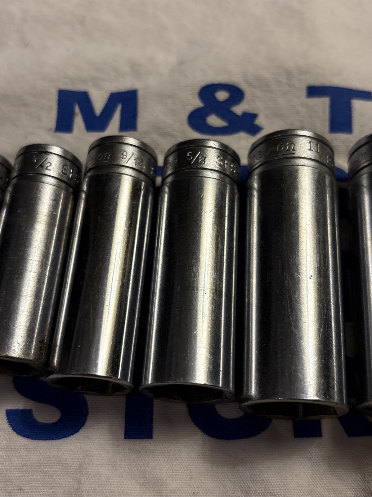 Vtg Snap-on Tools USA 3/8″ Drive 6pt 11pc SAE Deep Chrome Socket Set 211SFSY