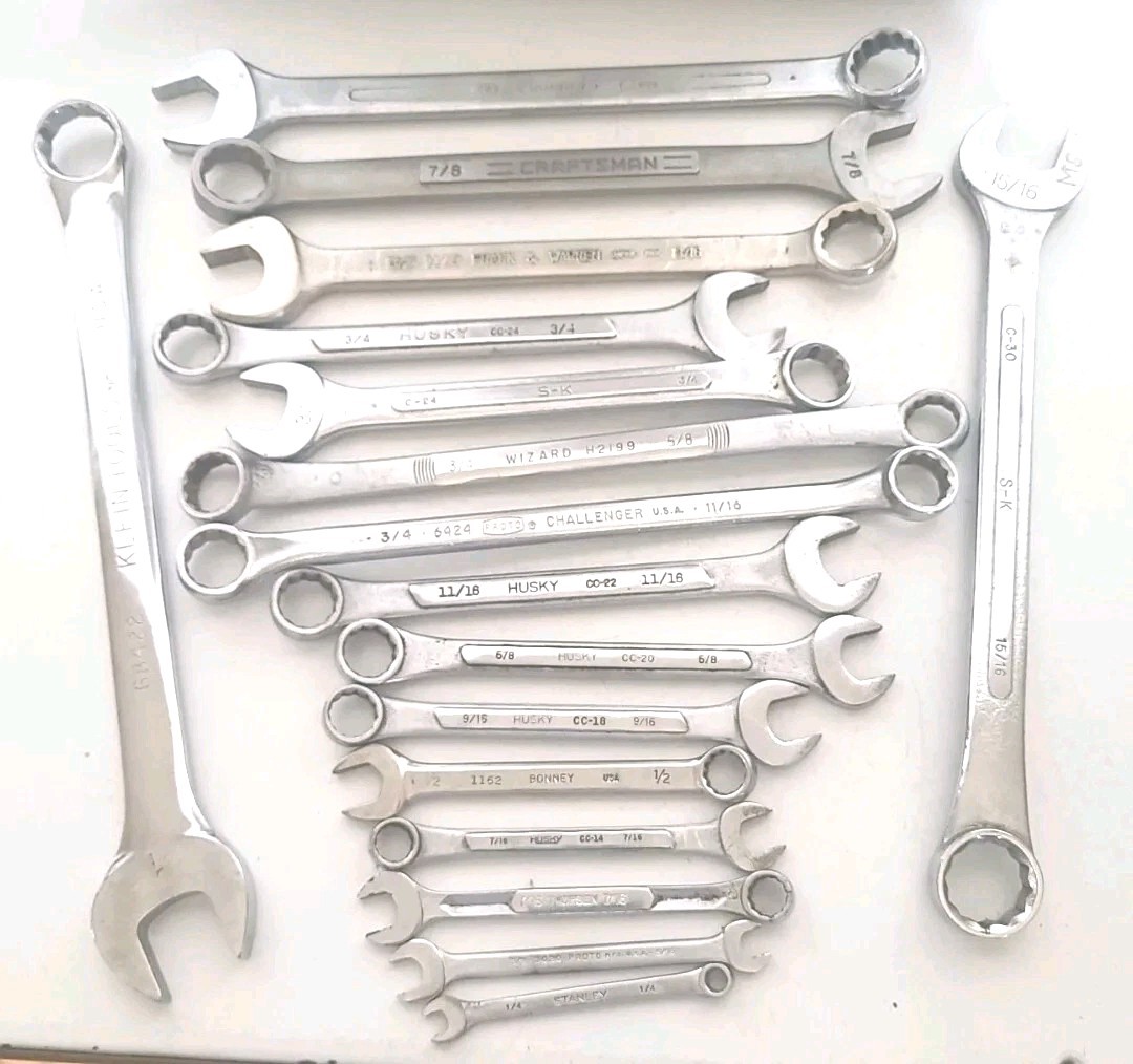 17 Vintage Wrenches Thorsen Proto Bonney Husky Wizard S-K Klein Craftsman Lot.