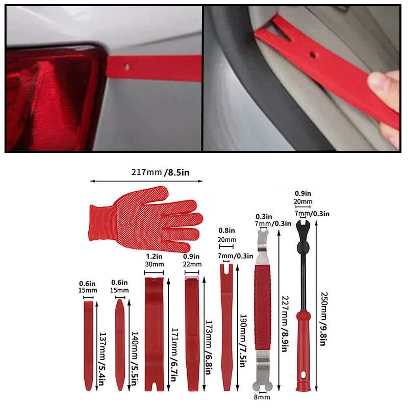 8× Car Trim Scratch Removal Tool Dash Panel Window Molding Fastener Remover Kit