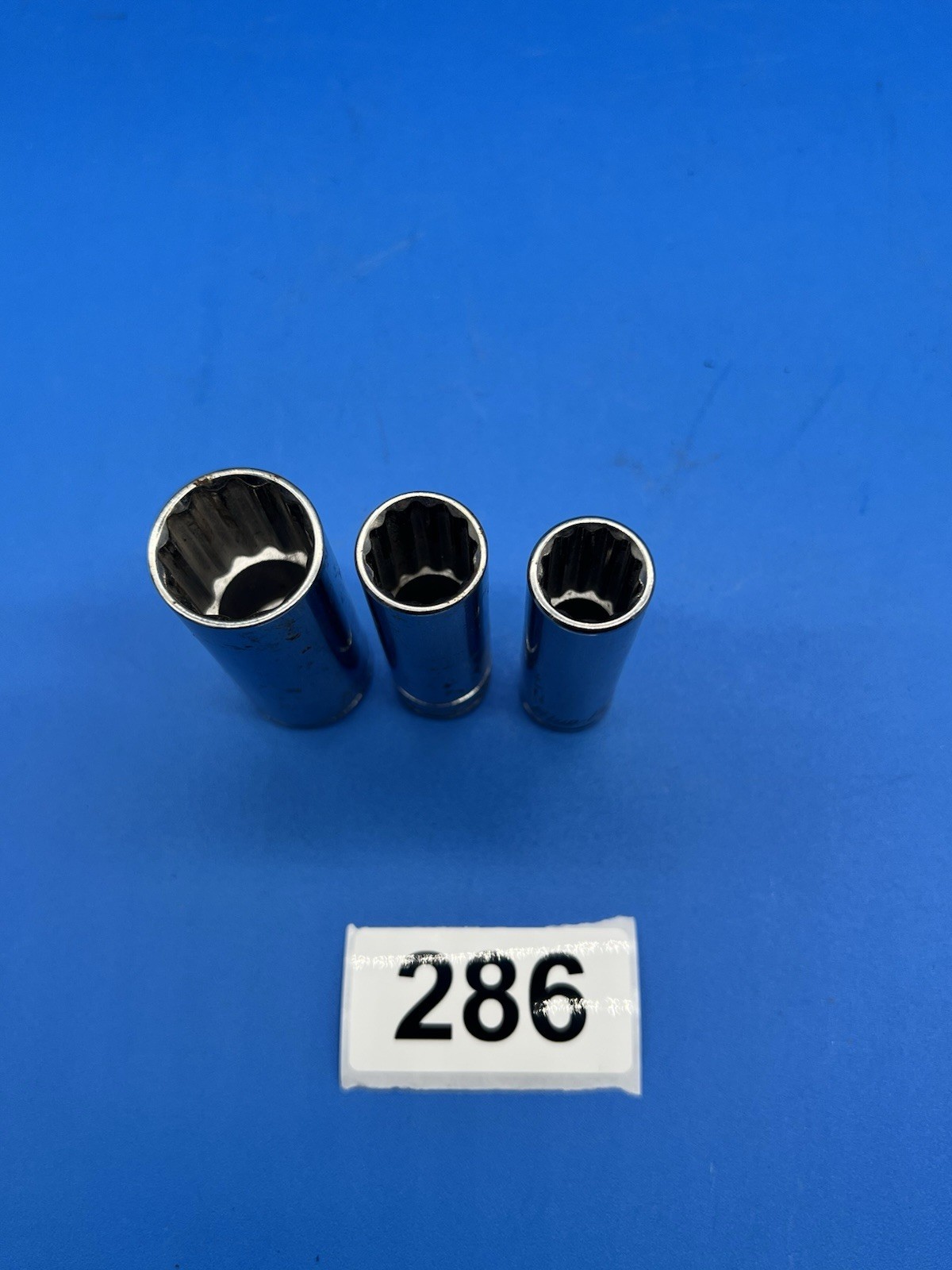 BLUE-POINT BY SNAP-ON – Lot Of 3 Deep Sockets,3/8″ Drive,12pt, 3/4, 14mm, 1/2