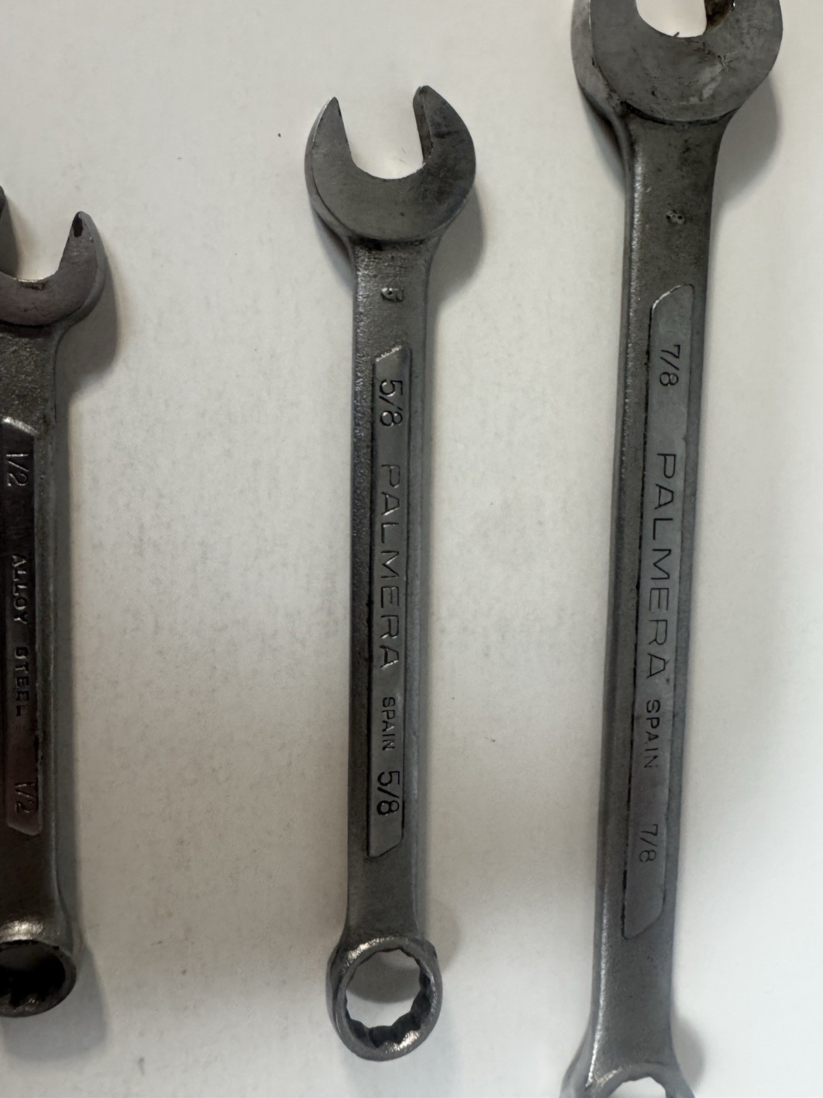 Lot Of (3) Palmera Combination Wrenches 7/8 5/8 1/2 Made In Spain