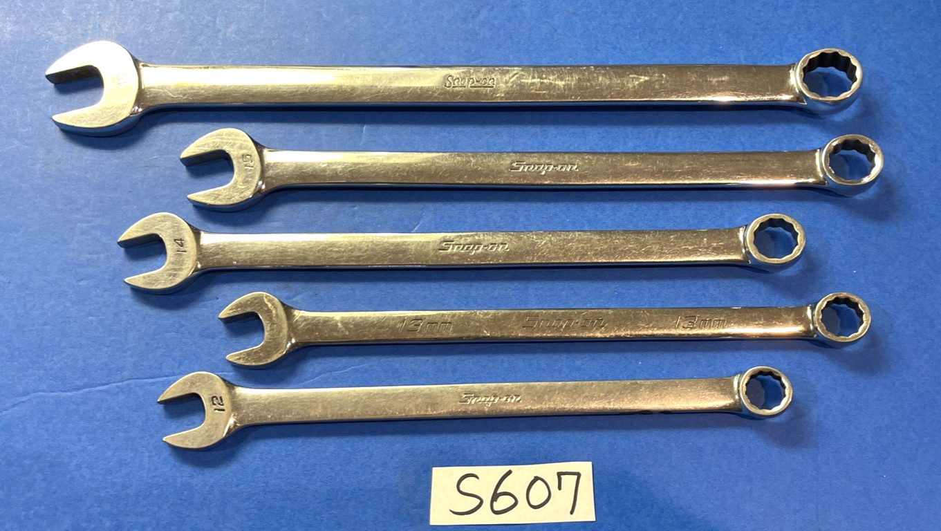 SNAP-ON TOOLS 5 PIECE METRIC EXTRA LONG COMBINATION WRENCHES 12mm 13, 14, 15, 18