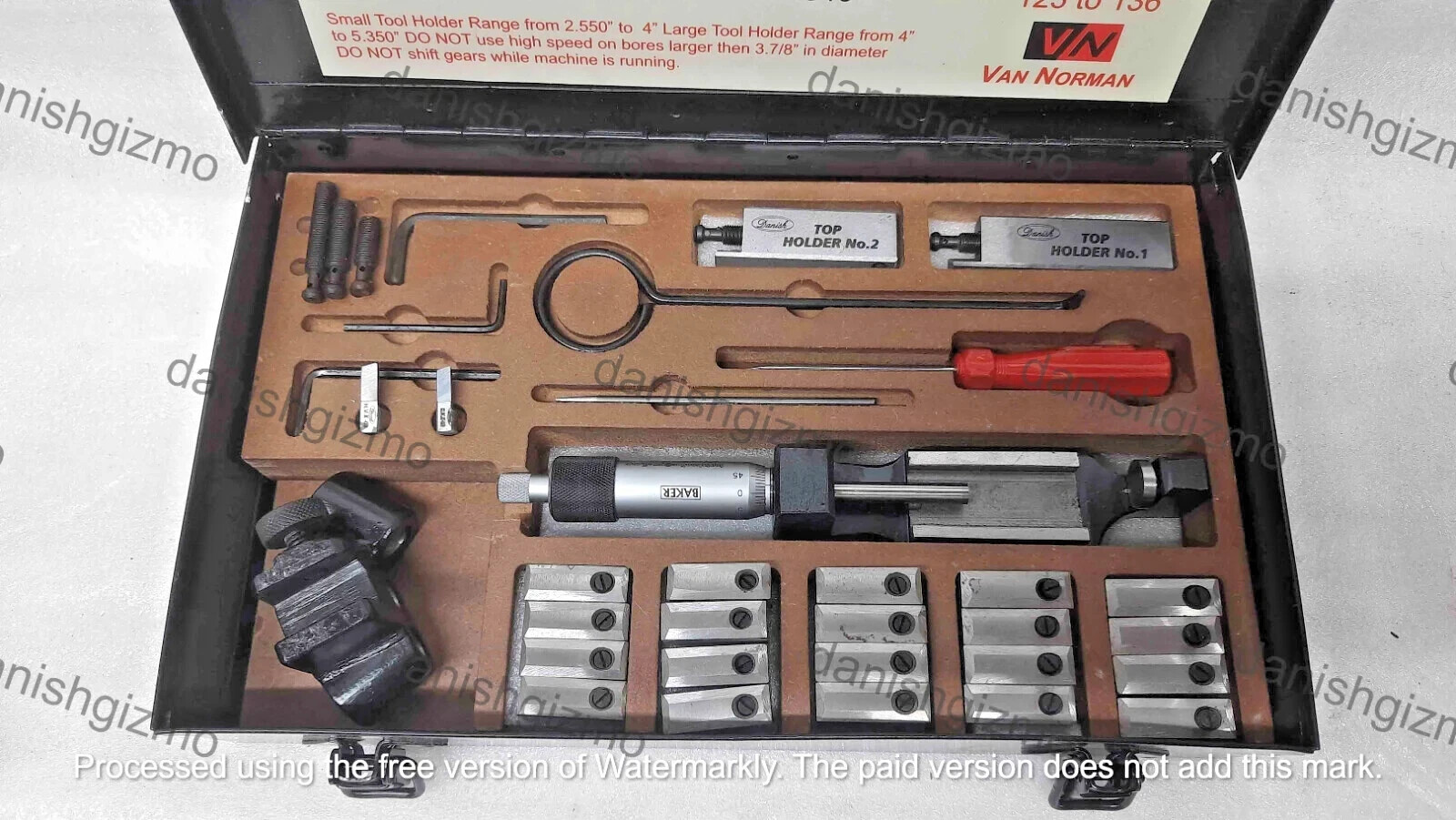 Van Norman VINTAGE Boring Tool kit 777 2.600″ TO 5.300″ LONG SHOES METAL BOX