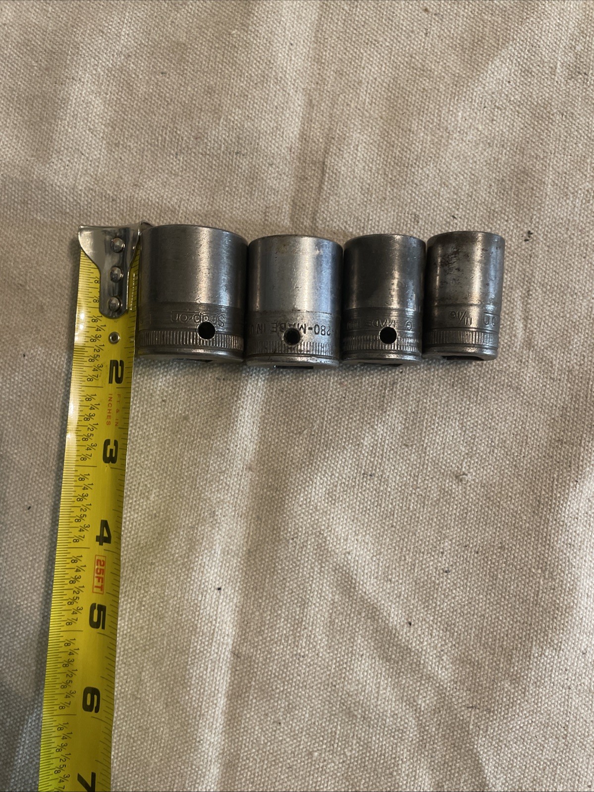 Snap On USA Socket Set 1/2” Drive 12 Point SAE 11/16”-1” Vintage 4pc #B6