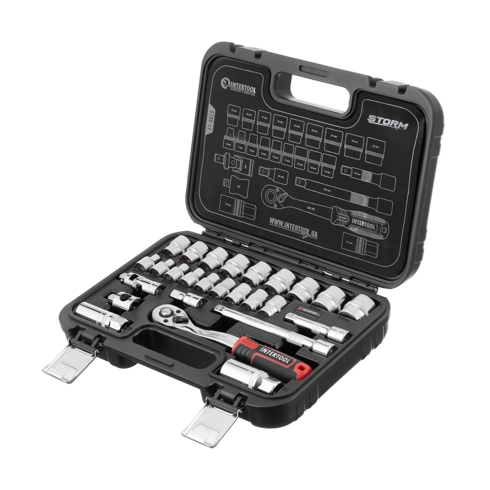 INTERTOOL 26pc 3/8-inch Ratchet Socket Wrench Set ET08-8026