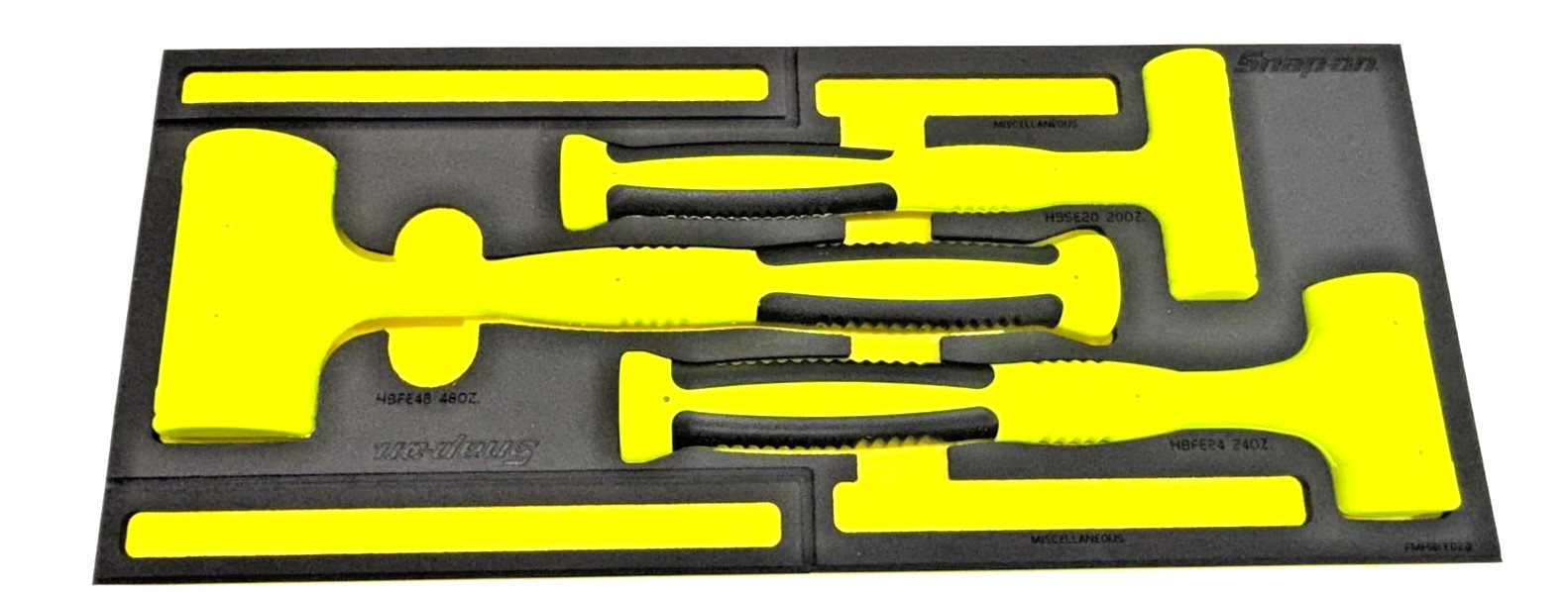 New Snap-on™ HBFE302FHV 24 20 48 oz Hi-Viz Flat Faced Dead Blow Hammer Foam Set