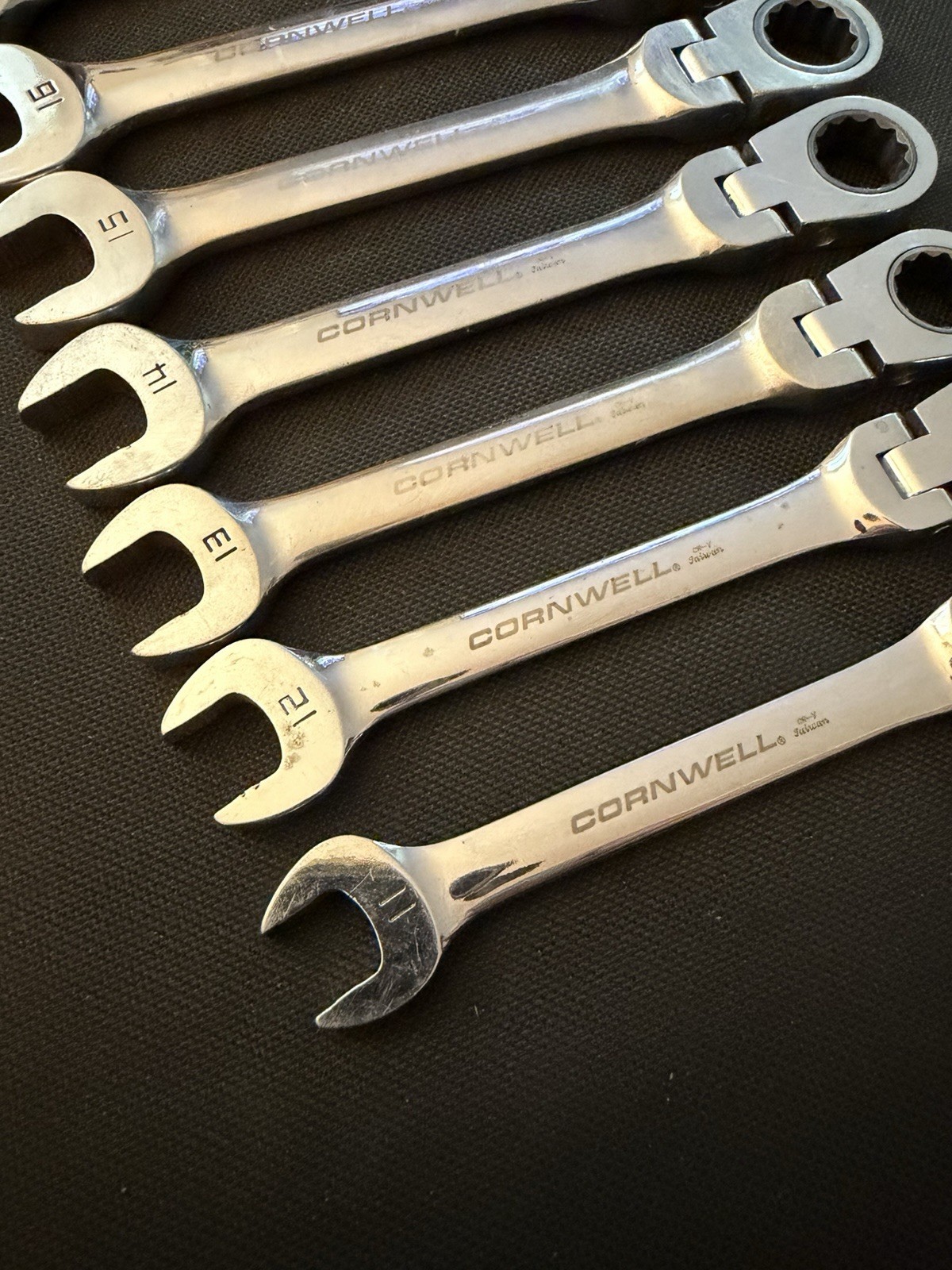 Cornwell Tools Metric Flex Ratcheting Combination 9 Piece Wrench Set CRW12MSFA
